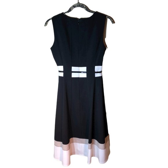 Calvin Klein black, white & taupe midi Fit & Flare dress - size 2 - Picture 4 of 10